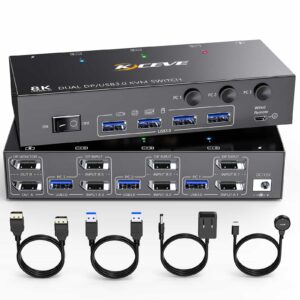 3 Ports USB3.0/Displayport DP KVM Switch Dual Display