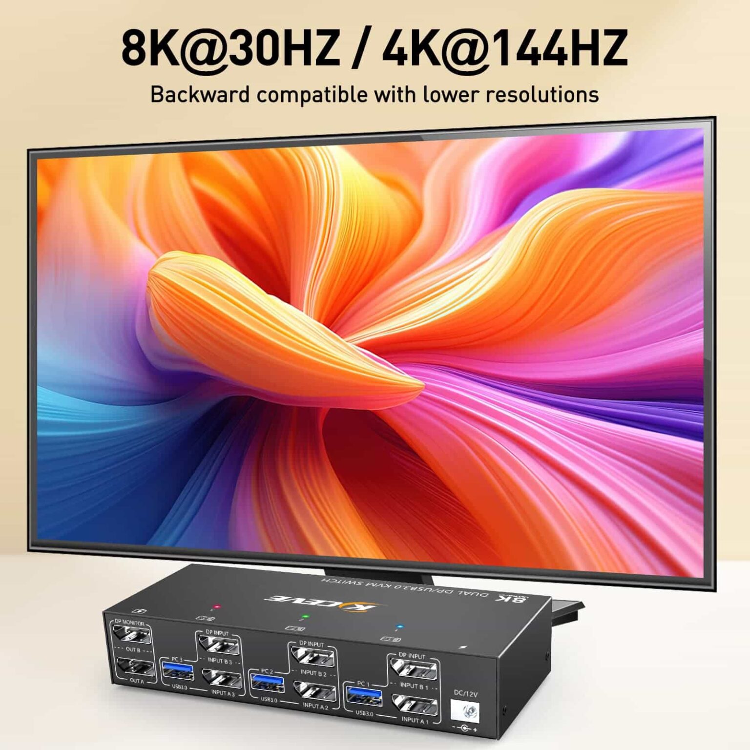 3 Ports USB3.0/Displayport DP KVM Switch Dual Display – Kceve.com