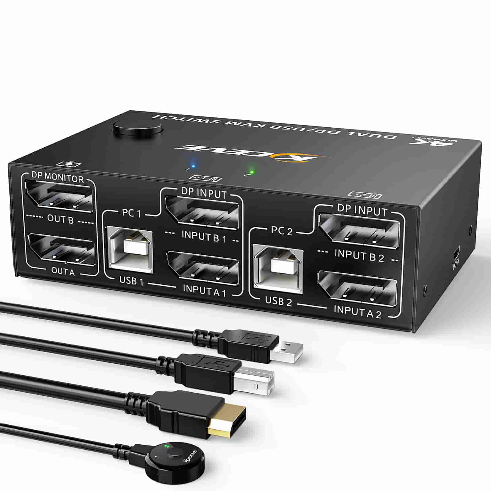 2 PORTS USB/Displayport DP KVM SWITCH DUAL DISPLAY