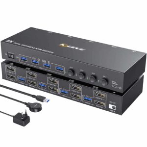 KVM402DP:4 Ports USB3.0/Displayport DP KVM Switch Dual Display(2 Monitors 4 Computers )