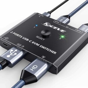 C201H: 2 PORTS USB-C KVM Switch 20Gbps USB4 USB C Switch for 2 Computers