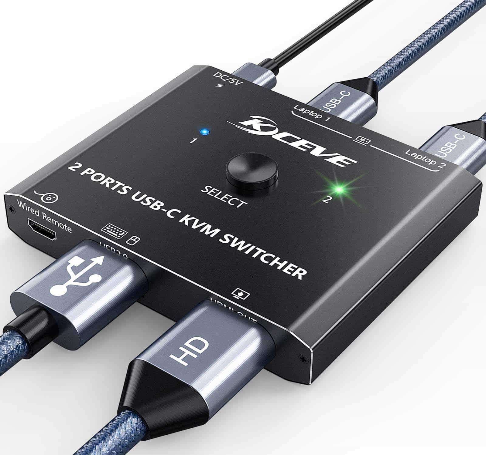 C201H: 2 PORTS USB-C KVM Switch 20Gbps USB4 USB C Switch for 2 Computers