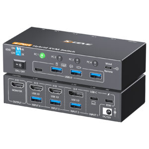 KVM401C: KVM Switch 1 Monitors 4 PC, 4K @ 60 USB C+ DP + HD KVM Switch with 4 USB 3.0 Hybrid and Desktop Controller